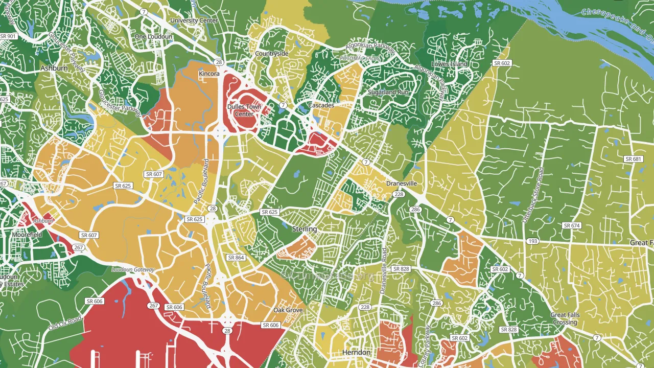 Sterling, VA Map of Robbery Rates