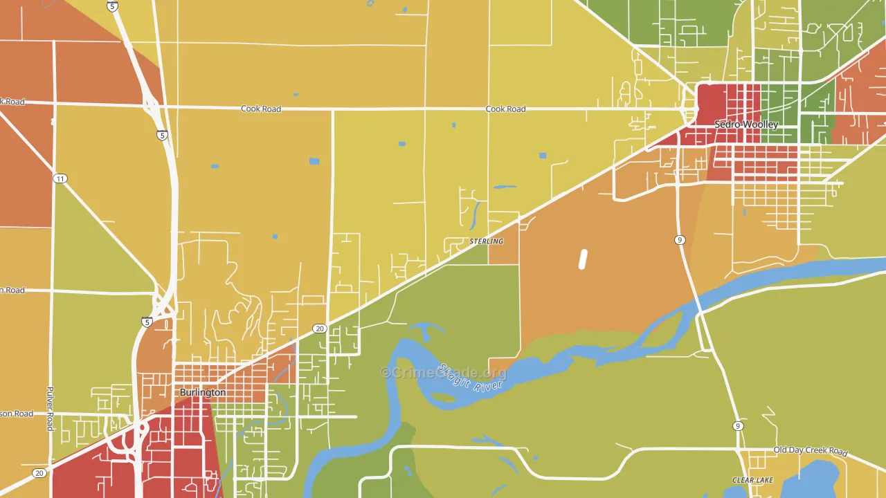 Sterling, WA Map of Robbery Rates