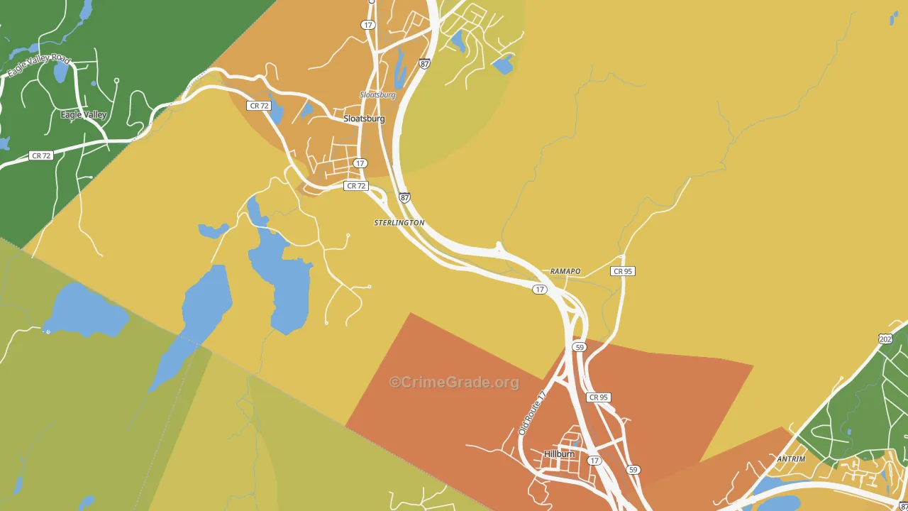 Sterlington, NY Map of Robbery Rates