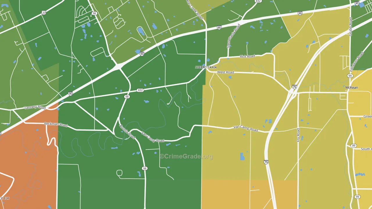 Sterrettania, PA Map of Robbery Rates