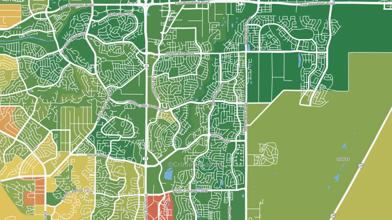 Stetson Hills, Colorado Springs, CO Map of Robbery Rates