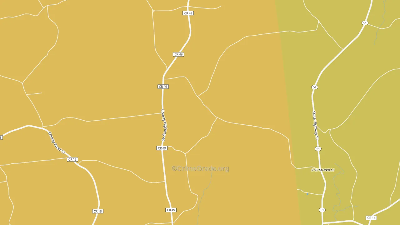 Stetsonville, NY Map of Robbery Rates