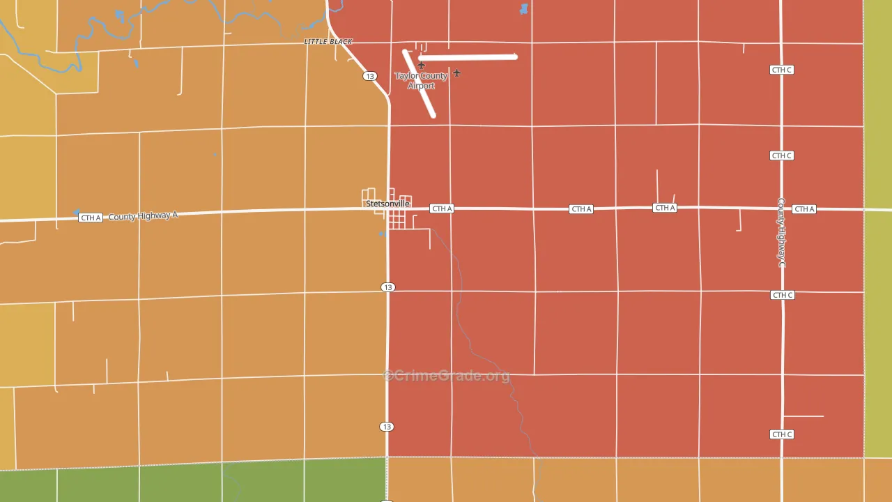 Stetsonville, WI Map of Robbery Rates