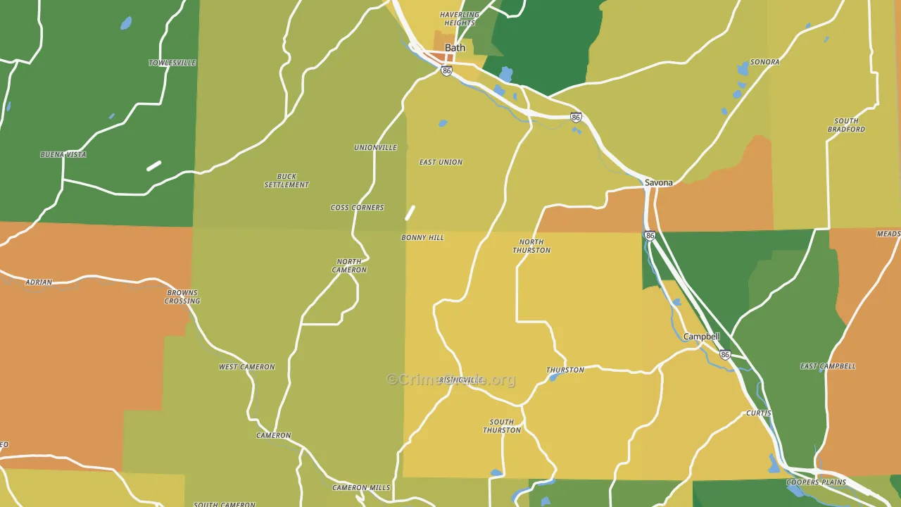 Steuben County, NY Map of Robbery Rates