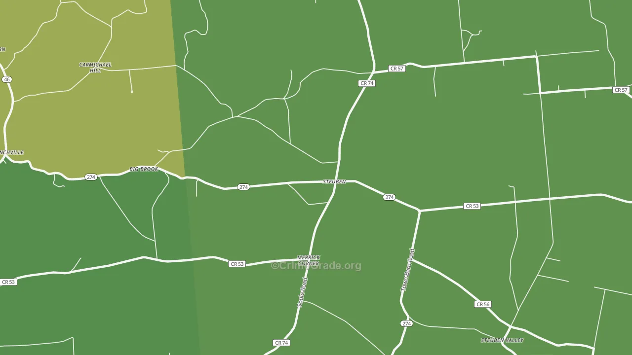 Steuben, NY Map of Robbery Rates