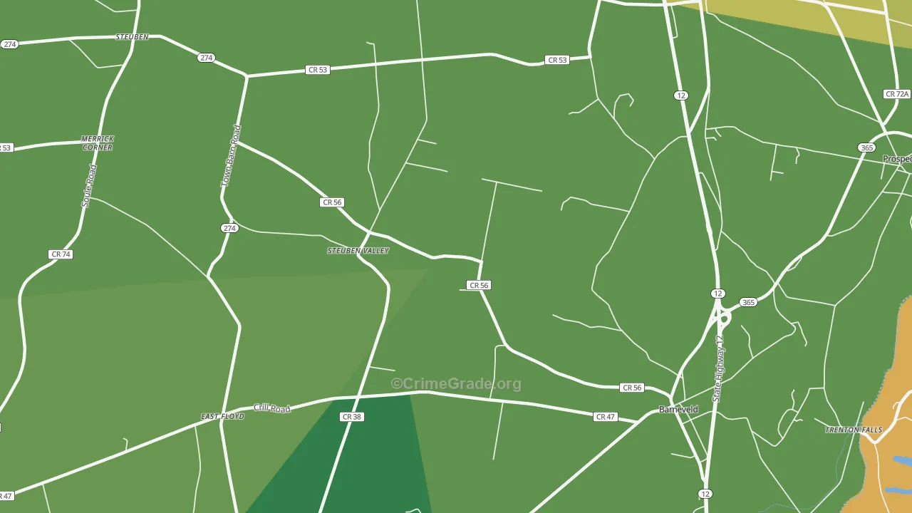 Steuben Valley, NY Map of Robbery Rates