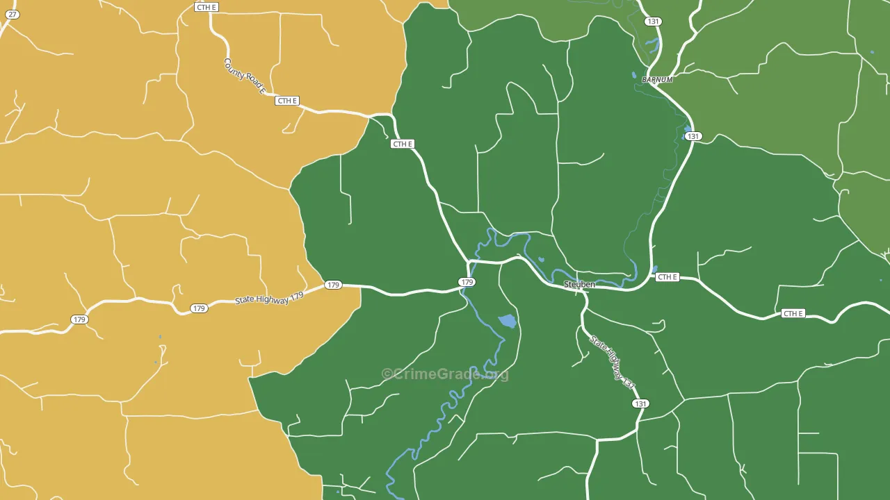 Steuben, WI Map of Robbery Rates