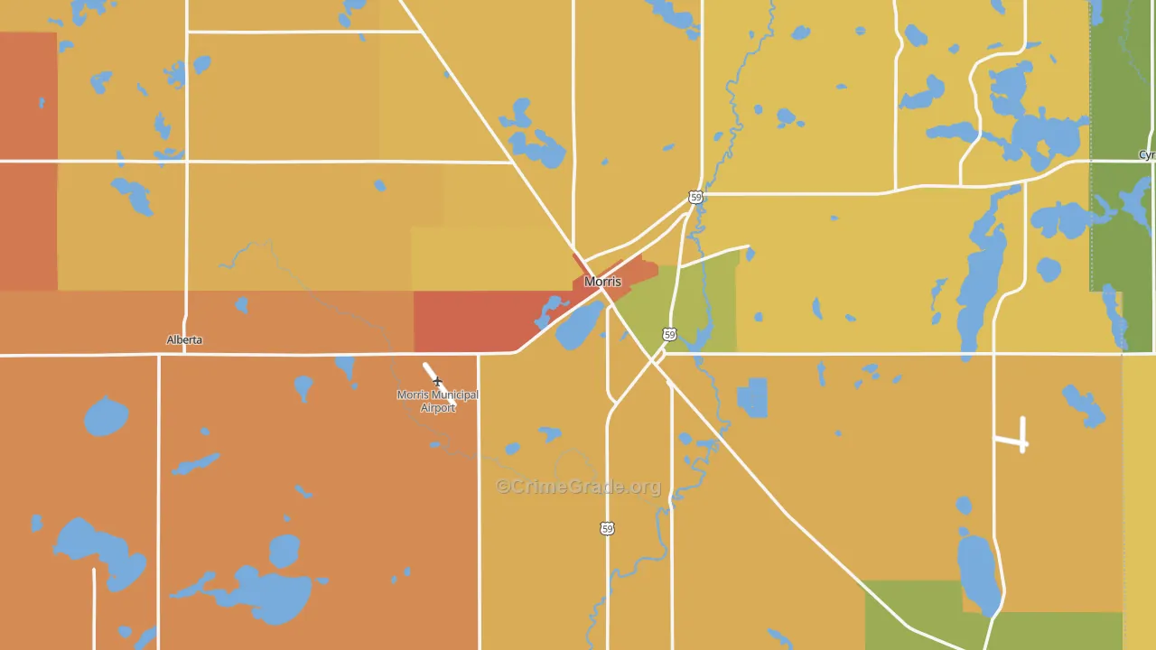 Stevens County, MN Map of Robbery Rates