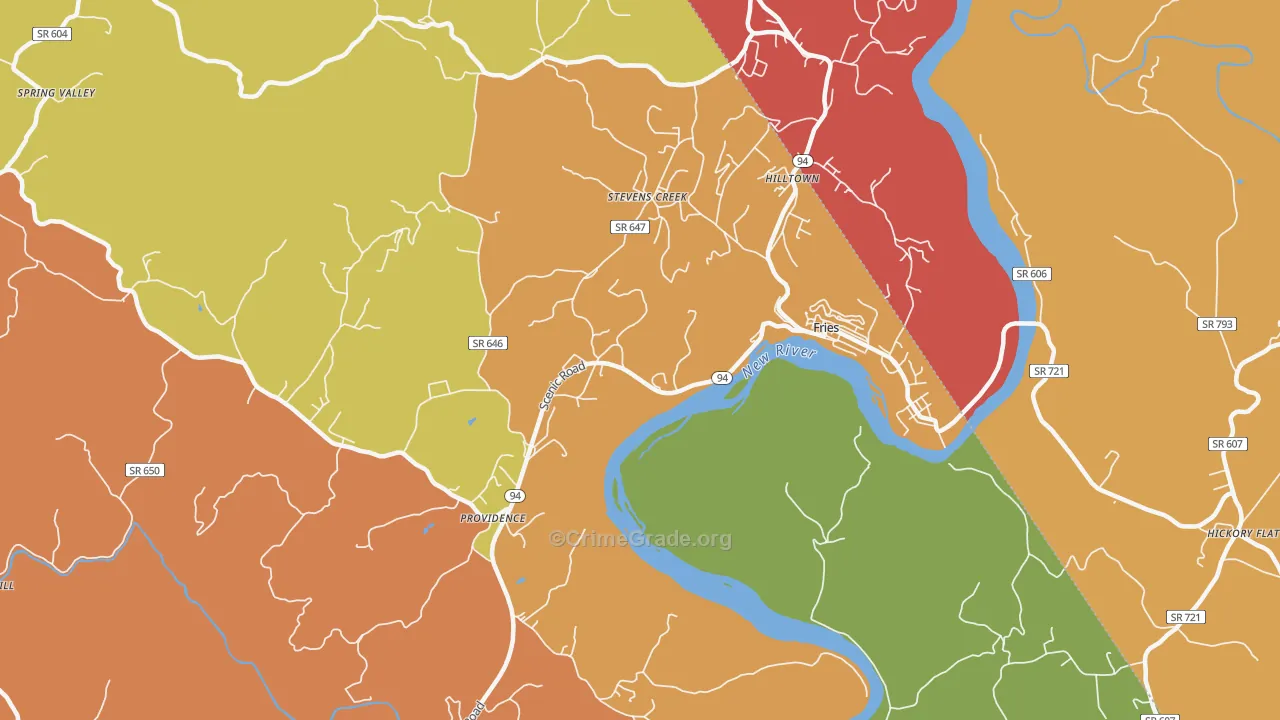 Stevens Creek, VA Map of Robbery Rates