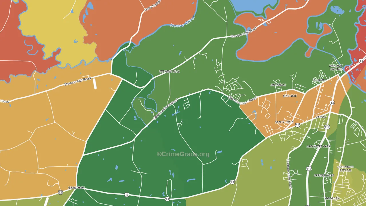 Stevens Mill, NC Map of Robbery Rates