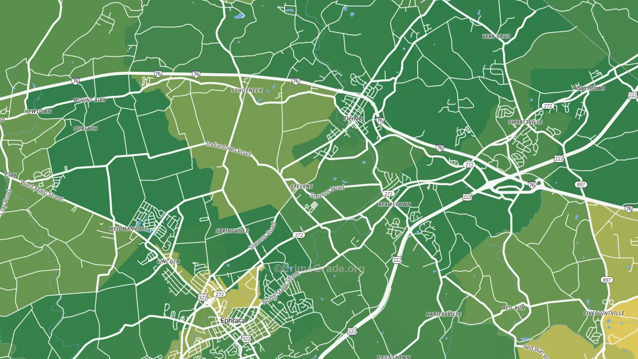 Stevens, PA Map of Robbery Rates