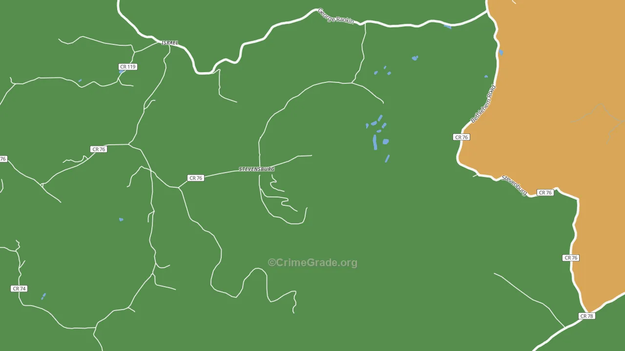 Stevensburg, WV Map of Robbery Rates
