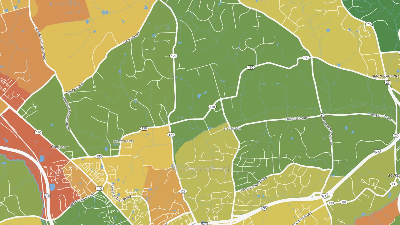 Stevenson, MD Map of Robbery Rates