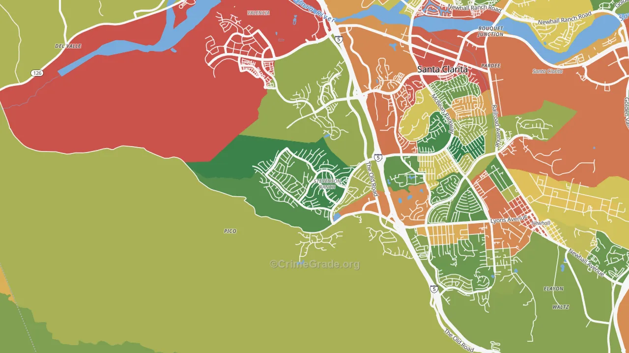 Stevenson Ranch, CA Map of Robbery Rates