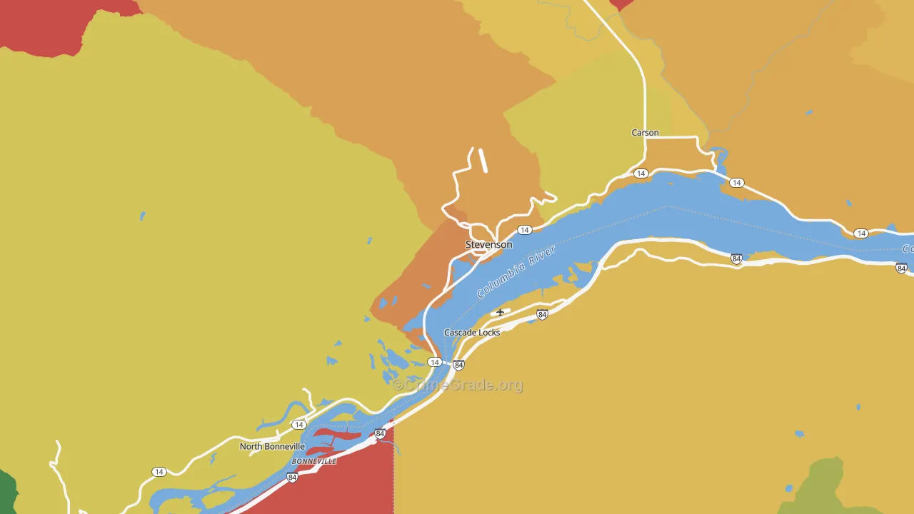 Stevenson, WA Map of Robbery Rates