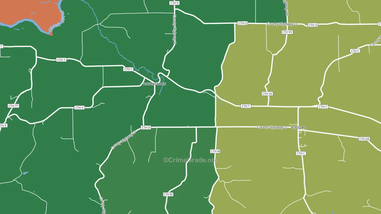 Stevenstown, WI Map of Robbery Rates