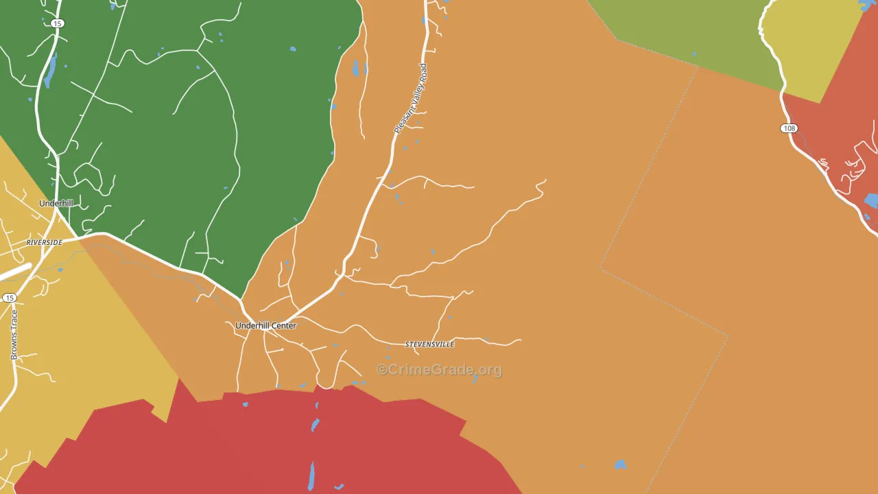 Stevensville, VT Map of Robbery Rates