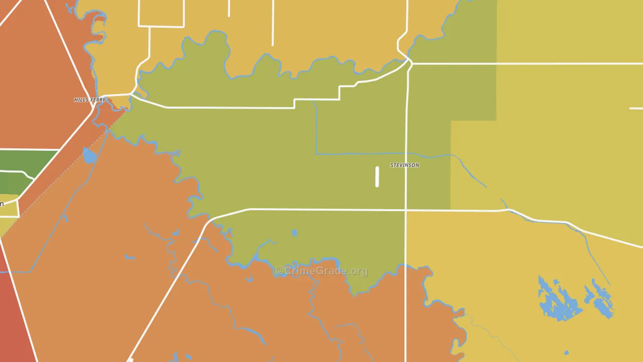 Stevinson, CA Map of Robbery Rates