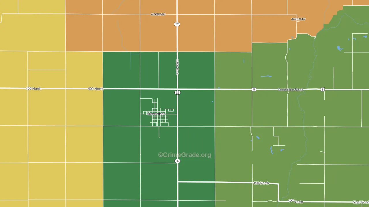 Stewardson, IL Map of Robbery Rates
