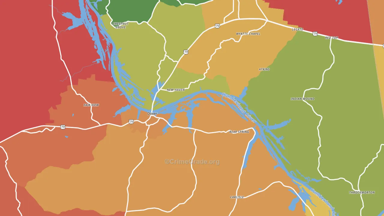 Stewart County, TN Map of Robbery Rates