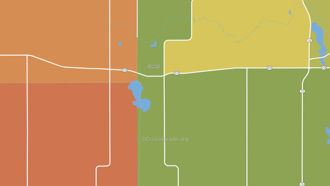 Stewart, MN Map of Robbery Rates