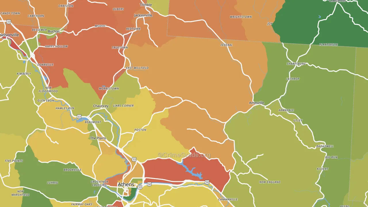 Stewart, OH Map of Robbery Rates