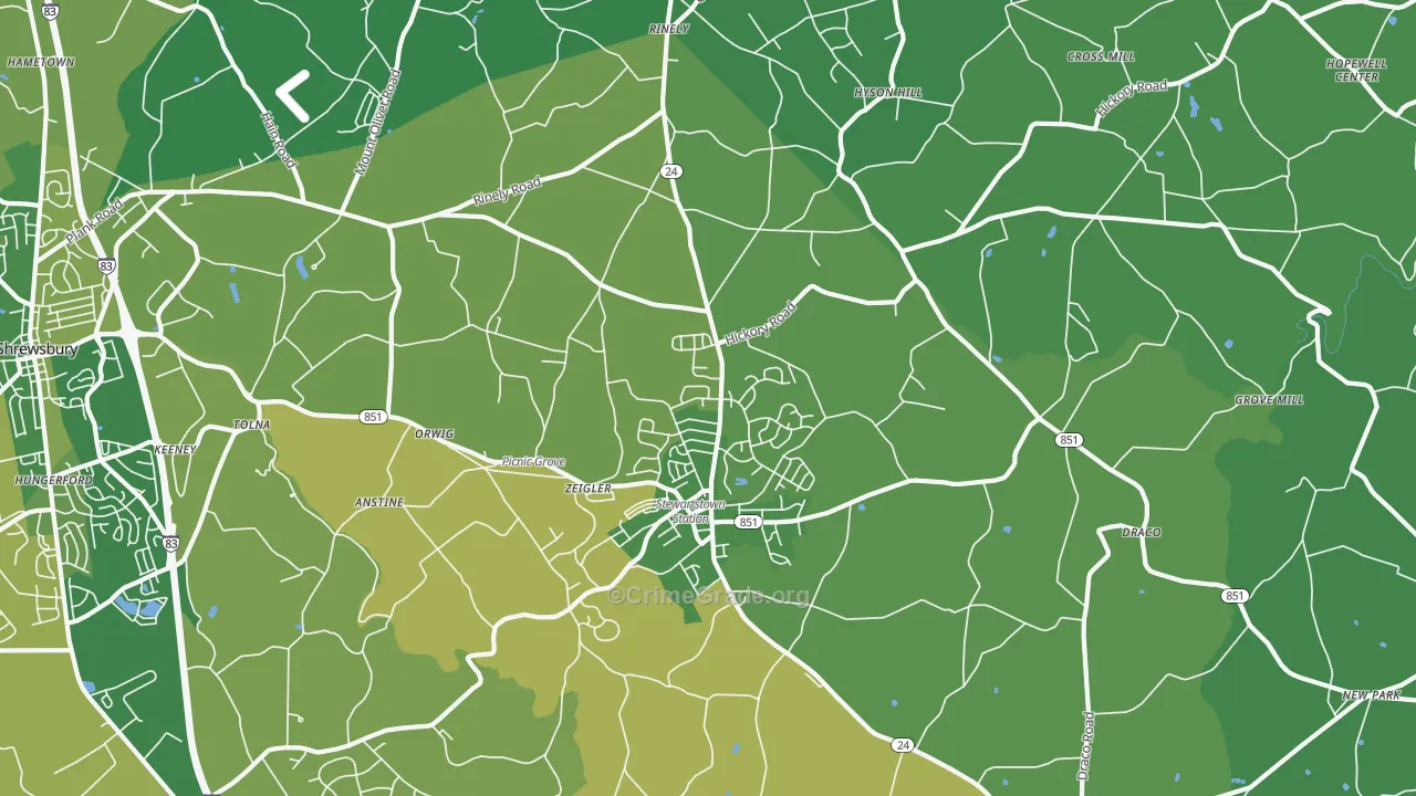 Stewartstown, PA Map of Robbery Rates