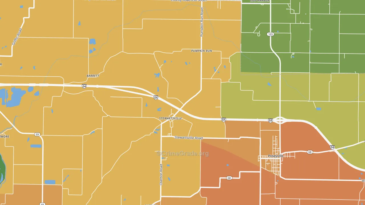 Stewartsville, IN Map of Robbery Rates