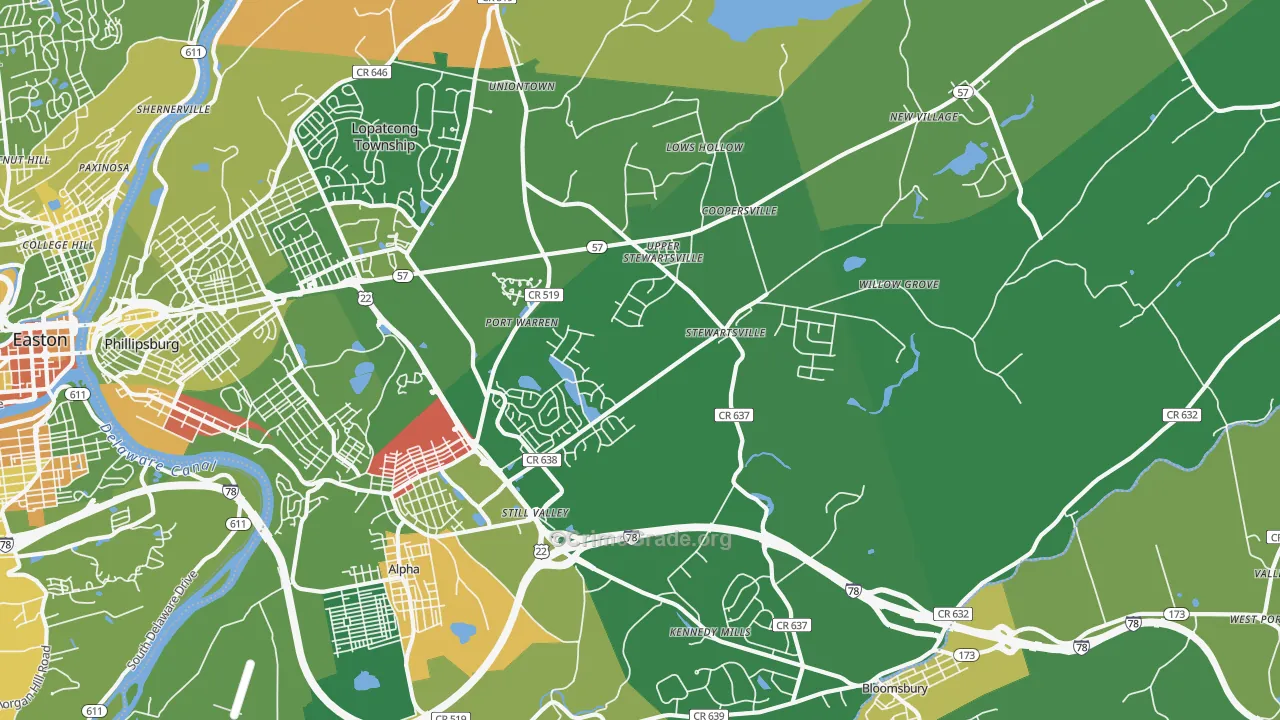 Stewartsville, NJ Map of Robbery Rates