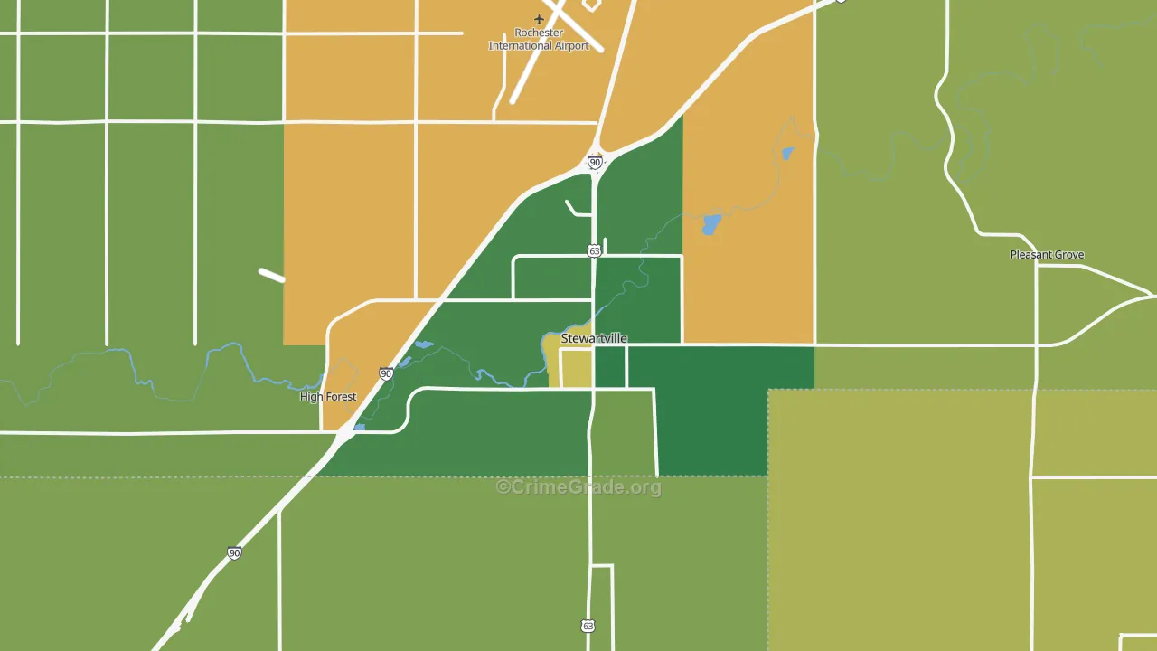 Stewartville, MN Map of Robbery Rates