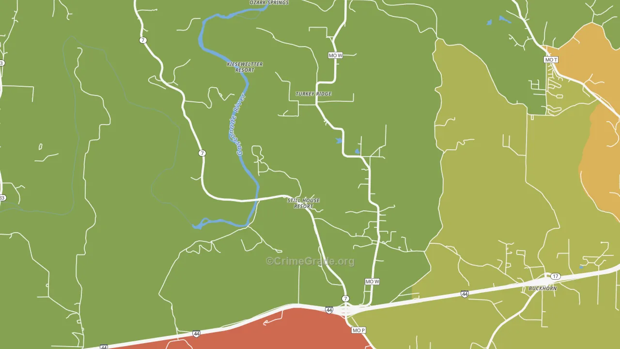 Stillhouse Springs, MO Map of Robbery Rates