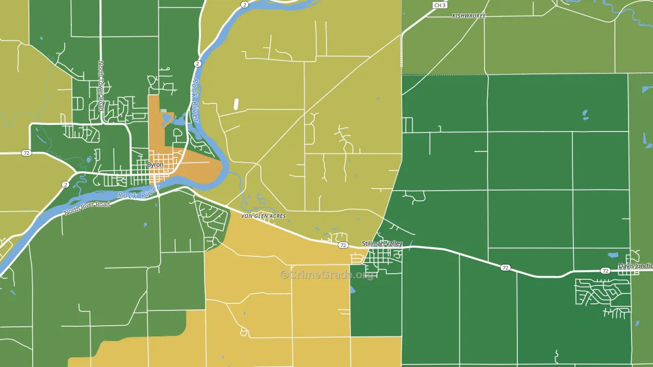 Stillman Valley, IL Map of Robbery Rates