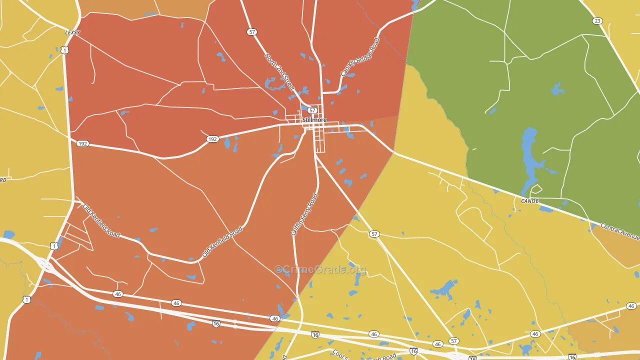 Stillmore, GA Map of Robbery Rates