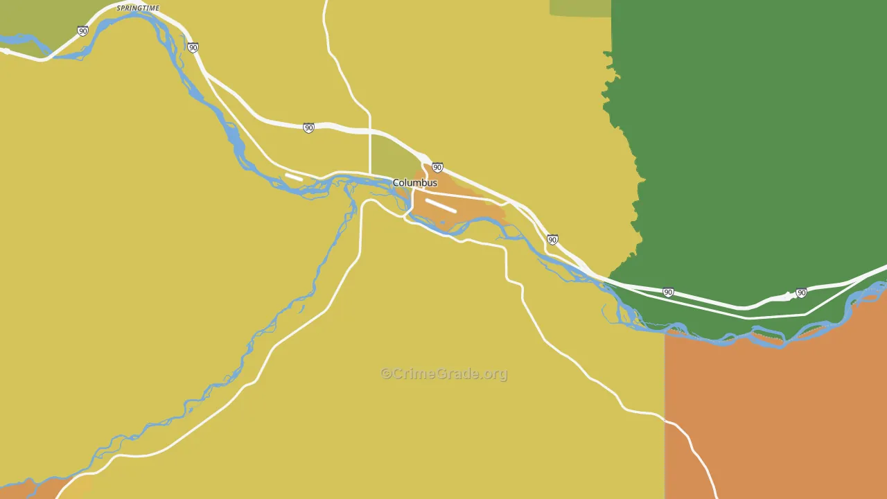 Stillwater County, MT Map of Robbery Rates
