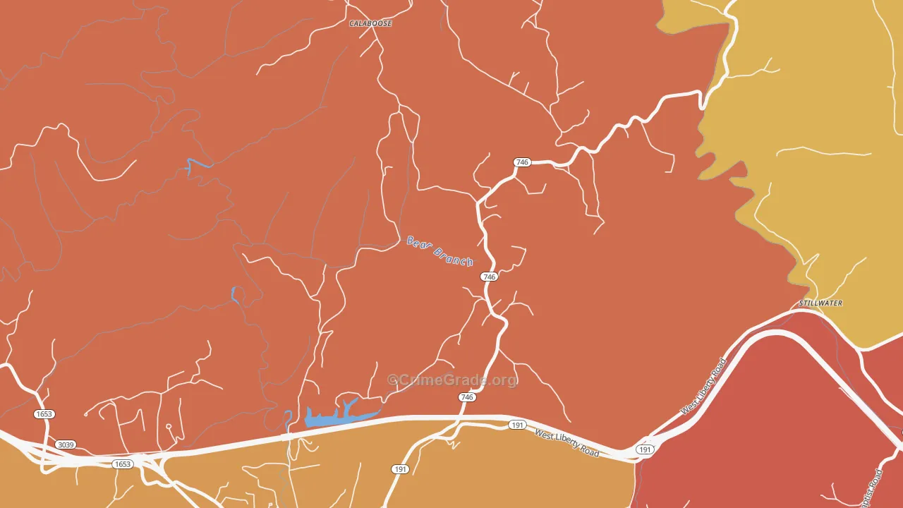 Stillwater, KY Map of Robbery Rates