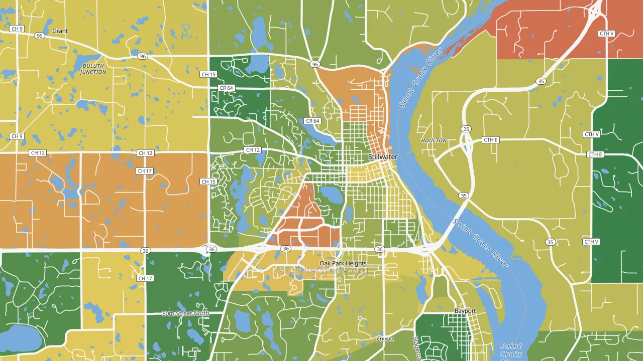 Stillwater, MN Map of Robbery Rates