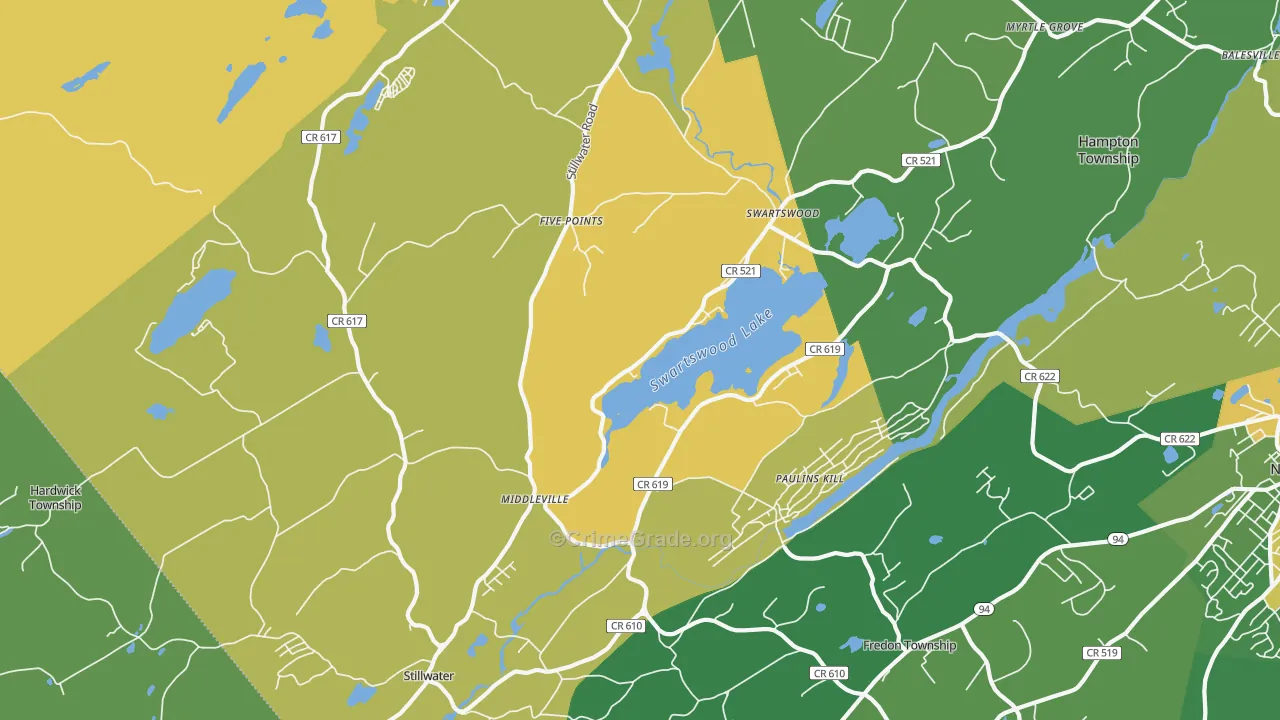 Stillwater, NJ Map of Robbery Rates