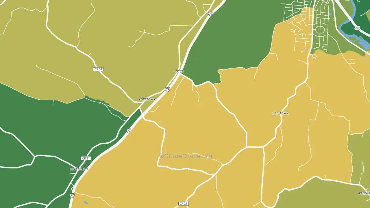 Stillwater, OH Map of Robbery Rates