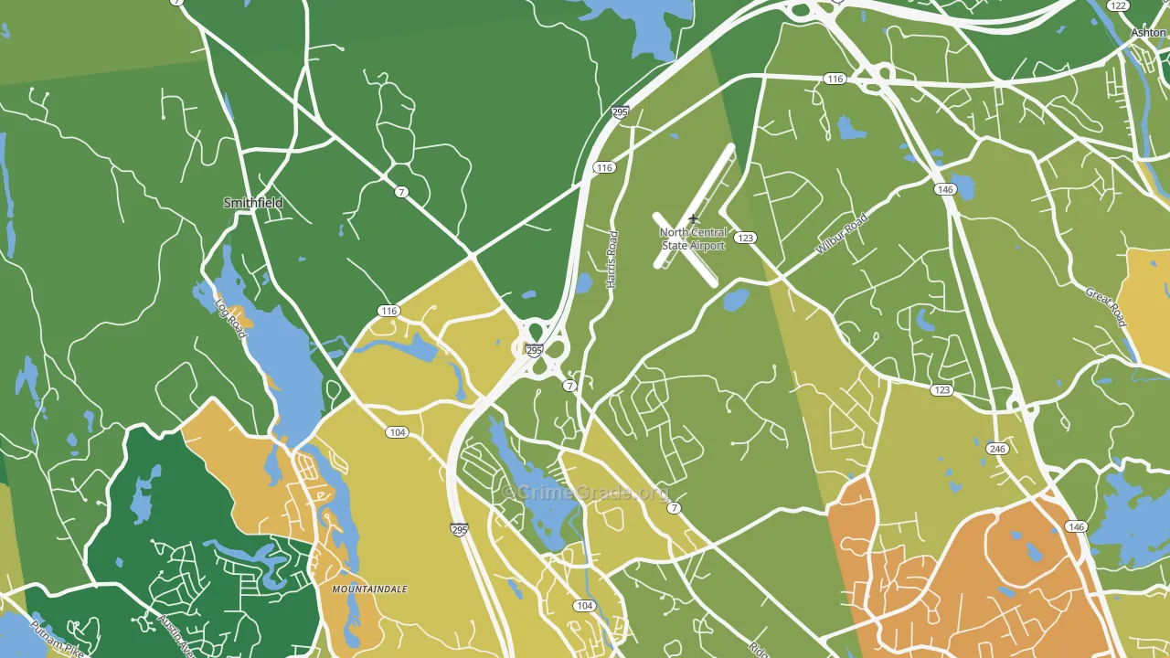 Stillwater, RI Map of Robbery Rates