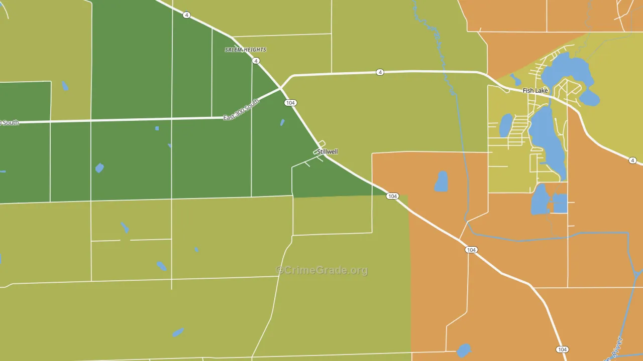 Stillwell, IN Map of Robbery Rates