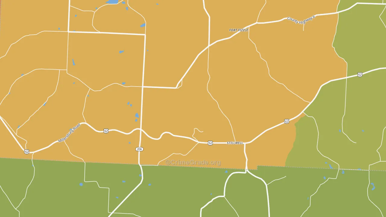 Stillwell, OH Map of Robbery Rates