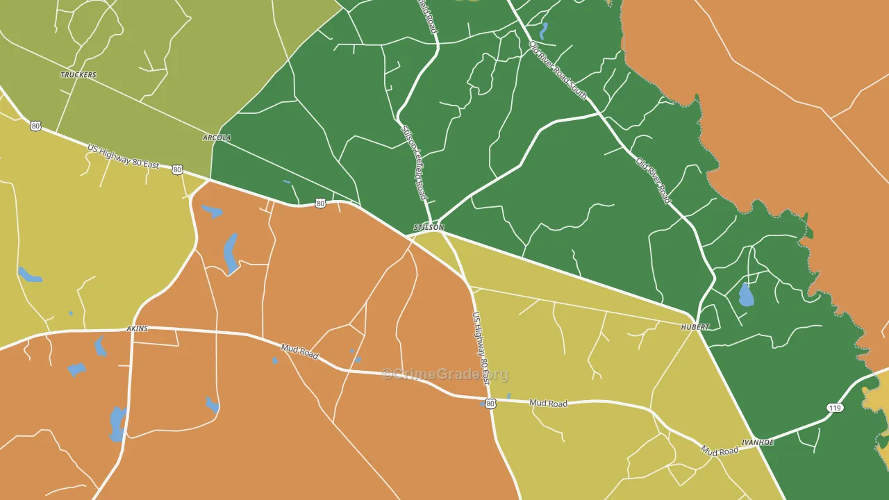 Stilson, GA Map of Robbery Rates