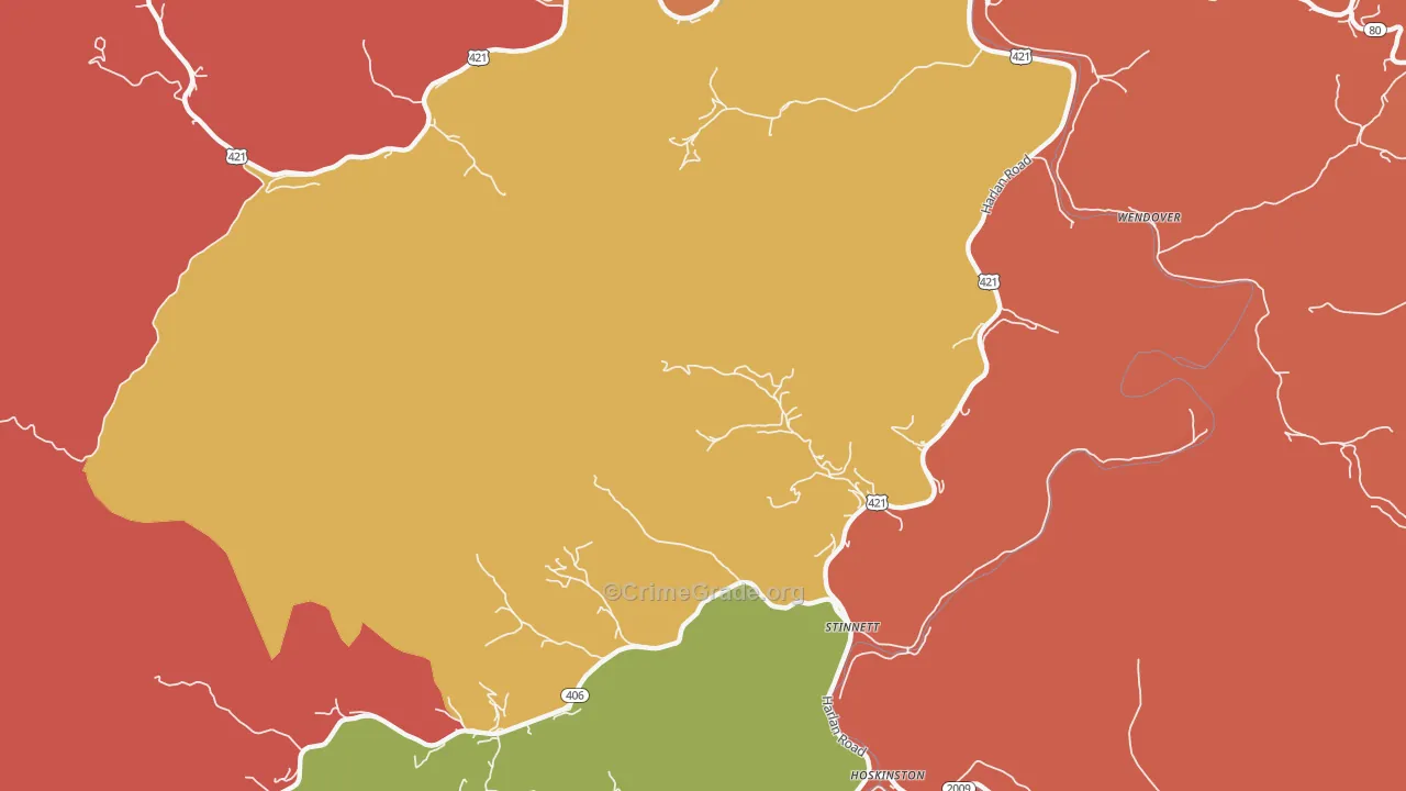 Stinnett, KY Map of Robbery Rates