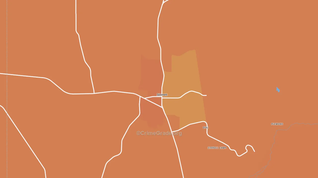 Stinnett, TX Map of Robbery Rates