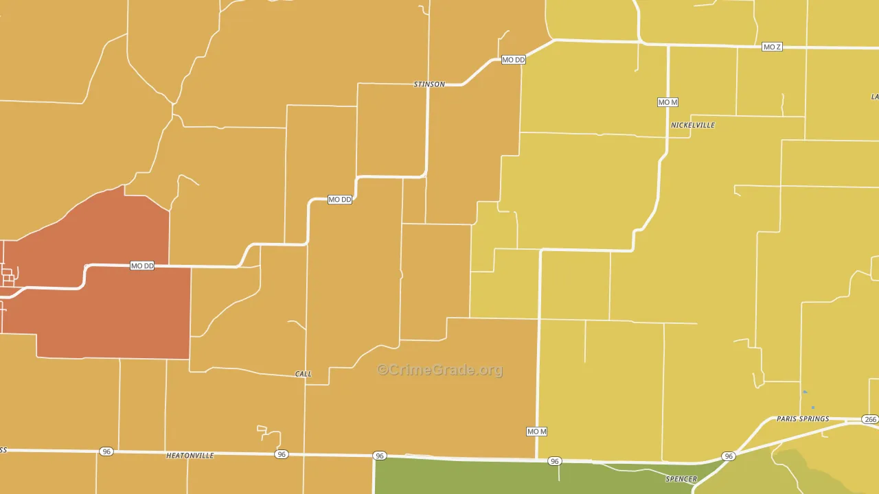 Stinson, MO Map of Robbery Rates