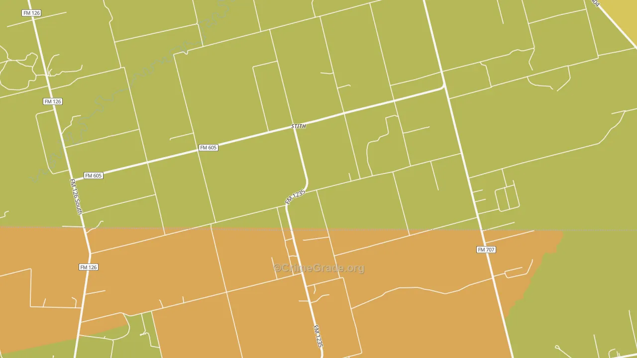 Stith, TX Map of Robbery Rates