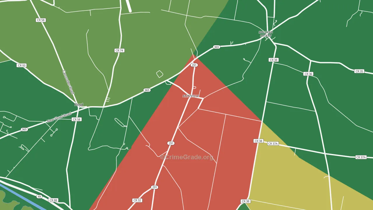 Stittville, NY Map of Robbery Rates