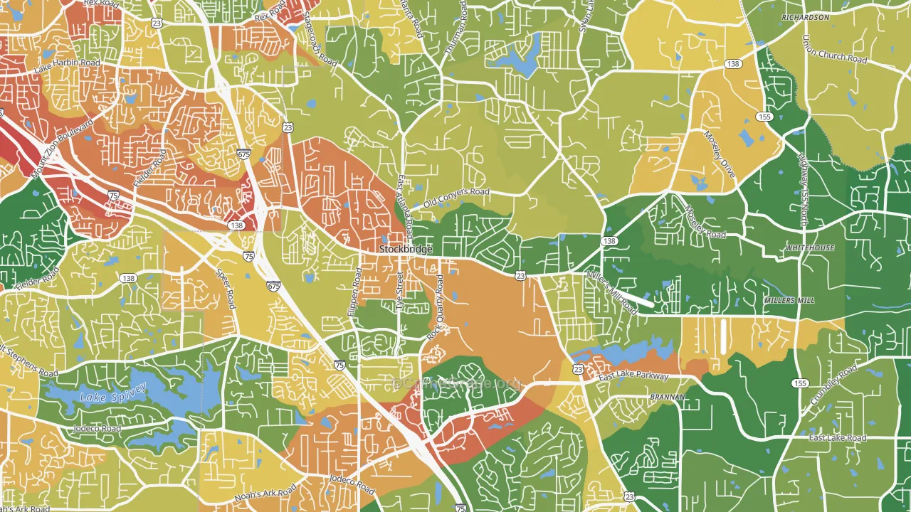 Stockbridge, GA Map of Robbery Rates