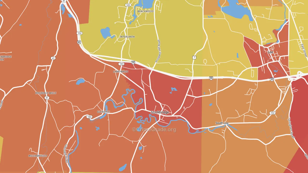 Stockbridge, MA Map of Robbery Rates