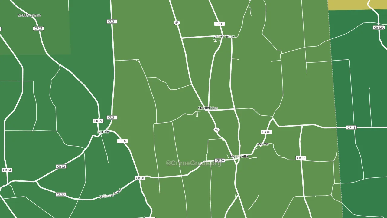 Stockbridge, NY Map of Robbery Rates